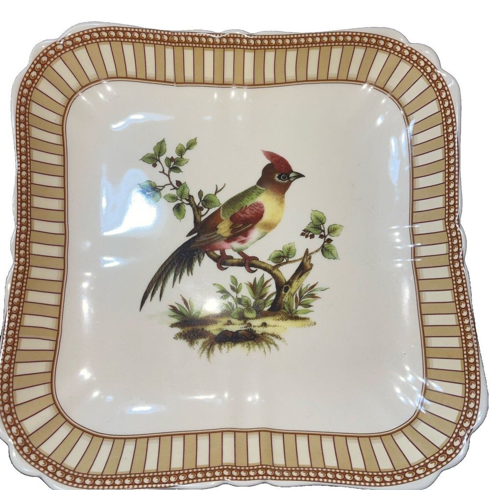 Burton + Burton~"Birds of Beauty"~10" Sq Plate &‎ Plate ~